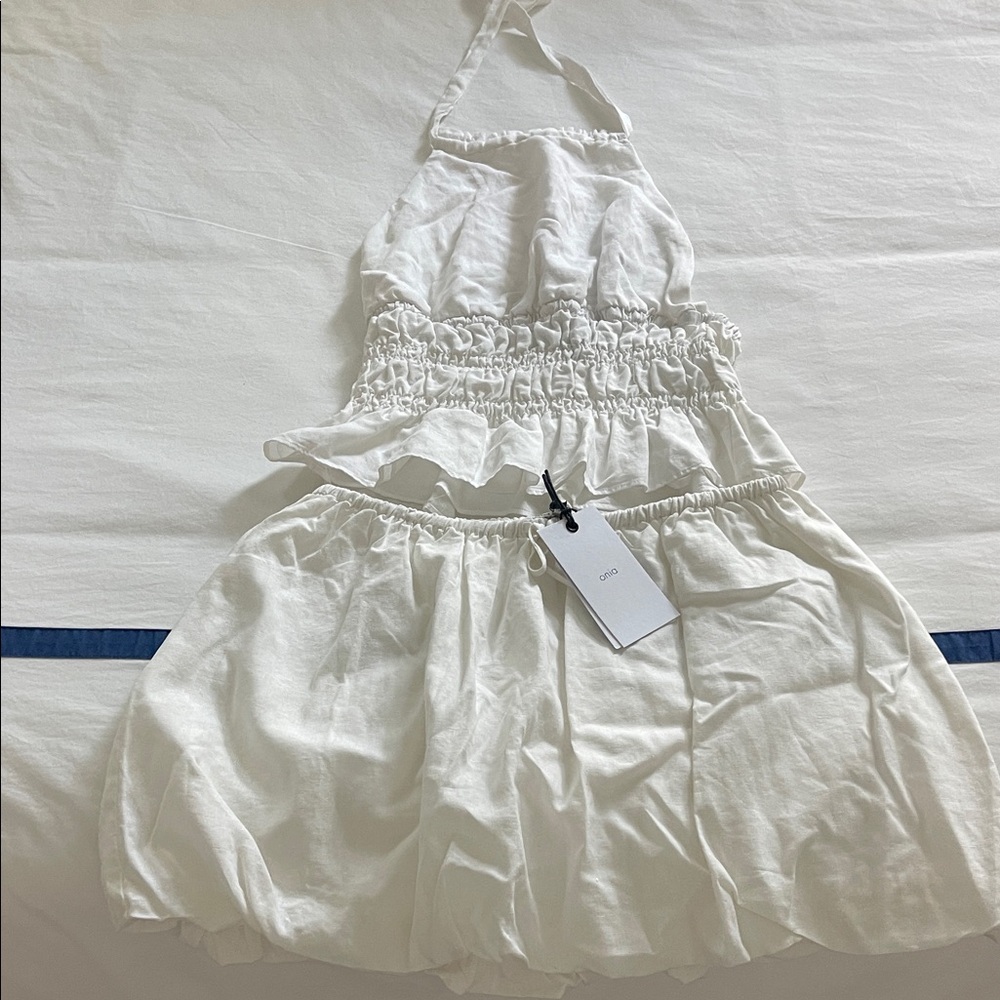 Onia linen 2 piece set halter and bubble skirt